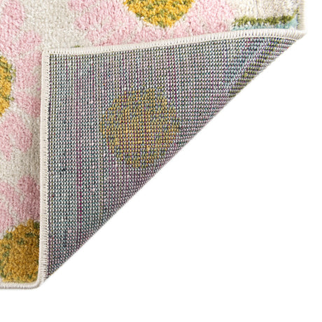 White 7' x 7' Bloom Octagon Area Rug 100% Polypropylene With Cotton Backing Easy Clean Colorful Blooming Flower Floral Carpet for Living Dining Room Office Dorms for Sale at Rug Engine