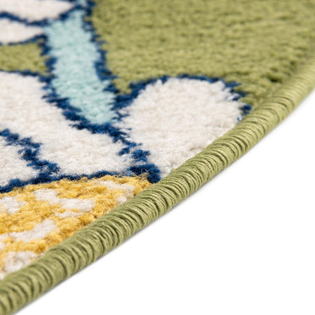 Green 3' 3 x 3' 3 Bloom Round Area Rug 100% Polypropylene With Cotton Backing Easy Clean Colorful Blooming Flower Floral Carpet for Living Dining Room Office Dorms for Sale at Rug Engine