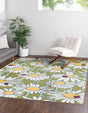 Green 7' 10 x 7' 10 Bloom Square Area Rug 100% Polypropylene With Cotton Backing Easy Clean Colorful Blooming Flower Floral Carpet for Living Dining Room Office Dorms for Sale at Rug Engine