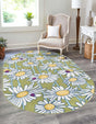 Green 7' 10 x 10' Bloom Oval Area Rug 100% Polypropylene With Cotton Backing Easy Clean Colorful Blooming Flower Floral Carpet for Living Dining Room Office Dorms for Sale at Rug Engine