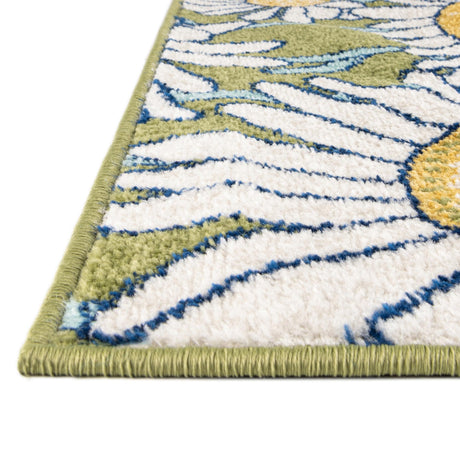 Green 7' x 7' Bloom Octagon Area Rug 100% Polypropylene With Cotton Backing Easy Clean Colorful Blooming Flower Floral Carpet for Living Dining Room Office Dorms for Sale at Rug Engine