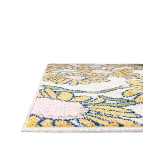White 7' 10 x 7' 10 Bloom Square Area Rug 100% Polypropylene With Cotton Backing Easy Clean Colorful Blooming Flower Floral Carpet for Living Dining Room Office Dorms for Sale at Rug Engine
