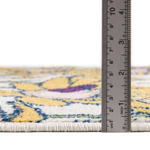 White 7' 10 x 10' Bloom Oval Area Rug 100% Polypropylene With Cotton Backing Easy Clean Colorful Blooming Flower Floral Carpet for Living Dining Room Office Dorms for Sale at Rug Engine