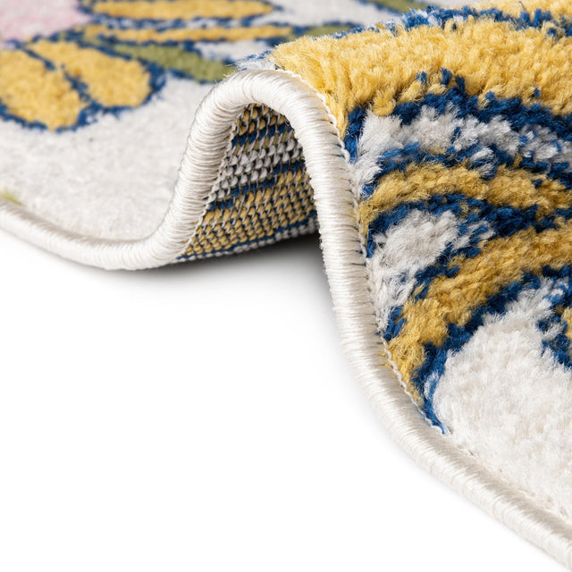 White 7' 10 x 10' Bloom Oval Area Rug 100% Polypropylene With Cotton Backing Easy Clean Colorful Blooming Flower Floral Carpet for Living Dining Room Office Dorms for Sale at Rug Engine