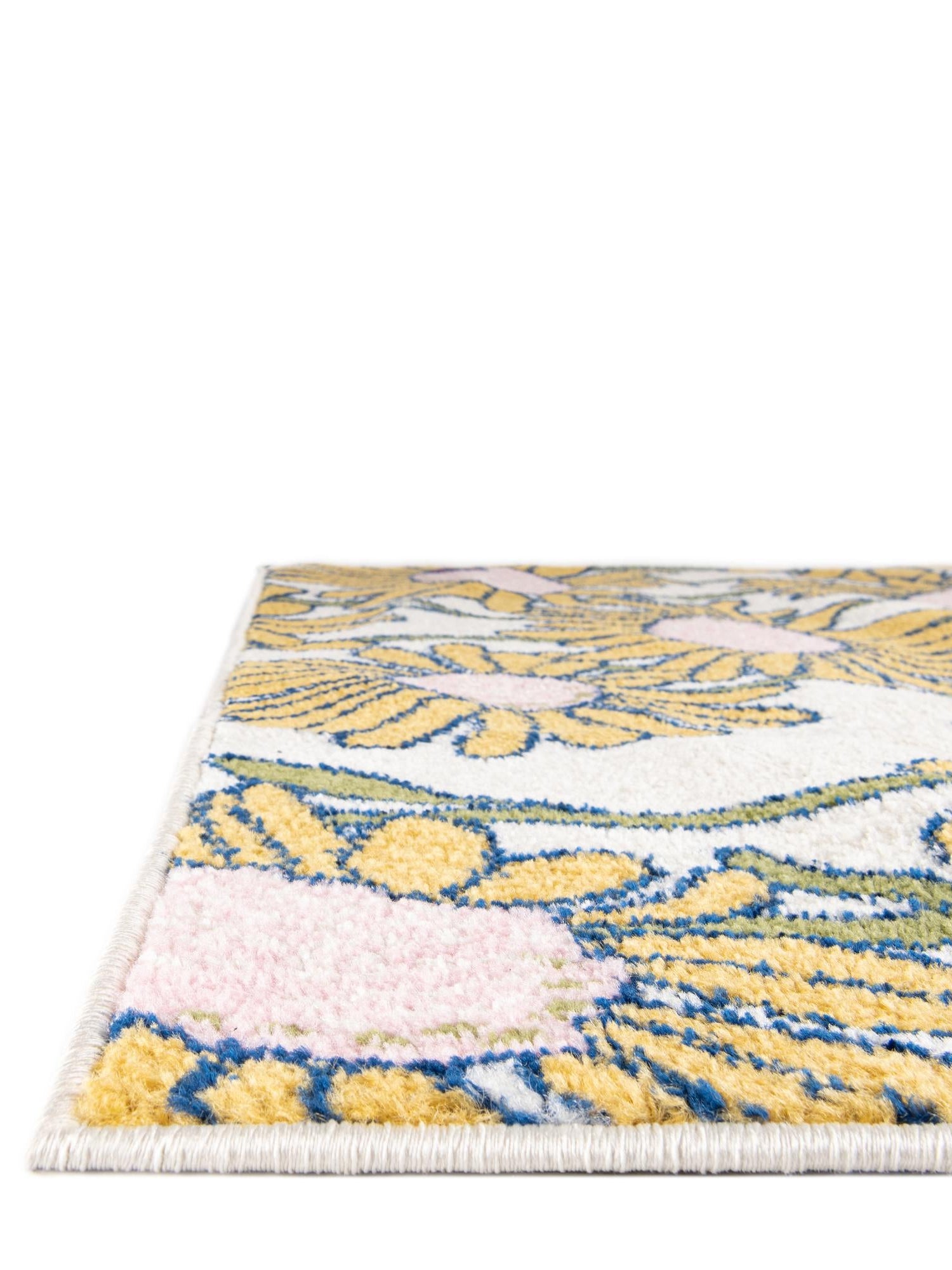 White 2' 7 x 12' Bloom Runner Area Rug 100% Polypropylene With Cotton Backing Easy Clean Colorful Blooming Flower Floral Carpet for Living Dining Room Office Dorms for Sale at Rug Engine