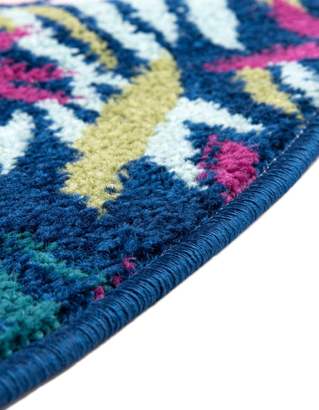 Multicolor 7' x 7' Bloom Round Area Rug 100% Polypropylene With Cotton Backing Easy Clean Colorful Blooming Flower Floral Carpet for Living Dining Room Office Dorms for Sale at Rug Engine