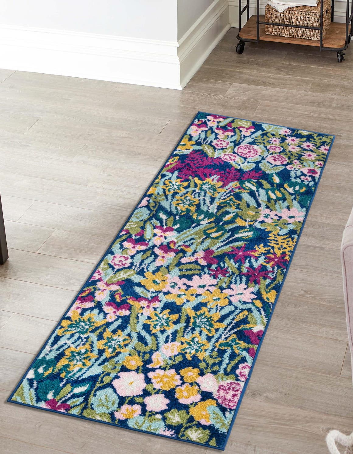Multicolor 2' 7 x 10' Bloom Runner Area Rug 100% Polypropylene With Cotton Backing Easy Clean Colorful Blooming Flower Floral Carpet for Living Dining Room Office Dorms for Sale at Rug Engine