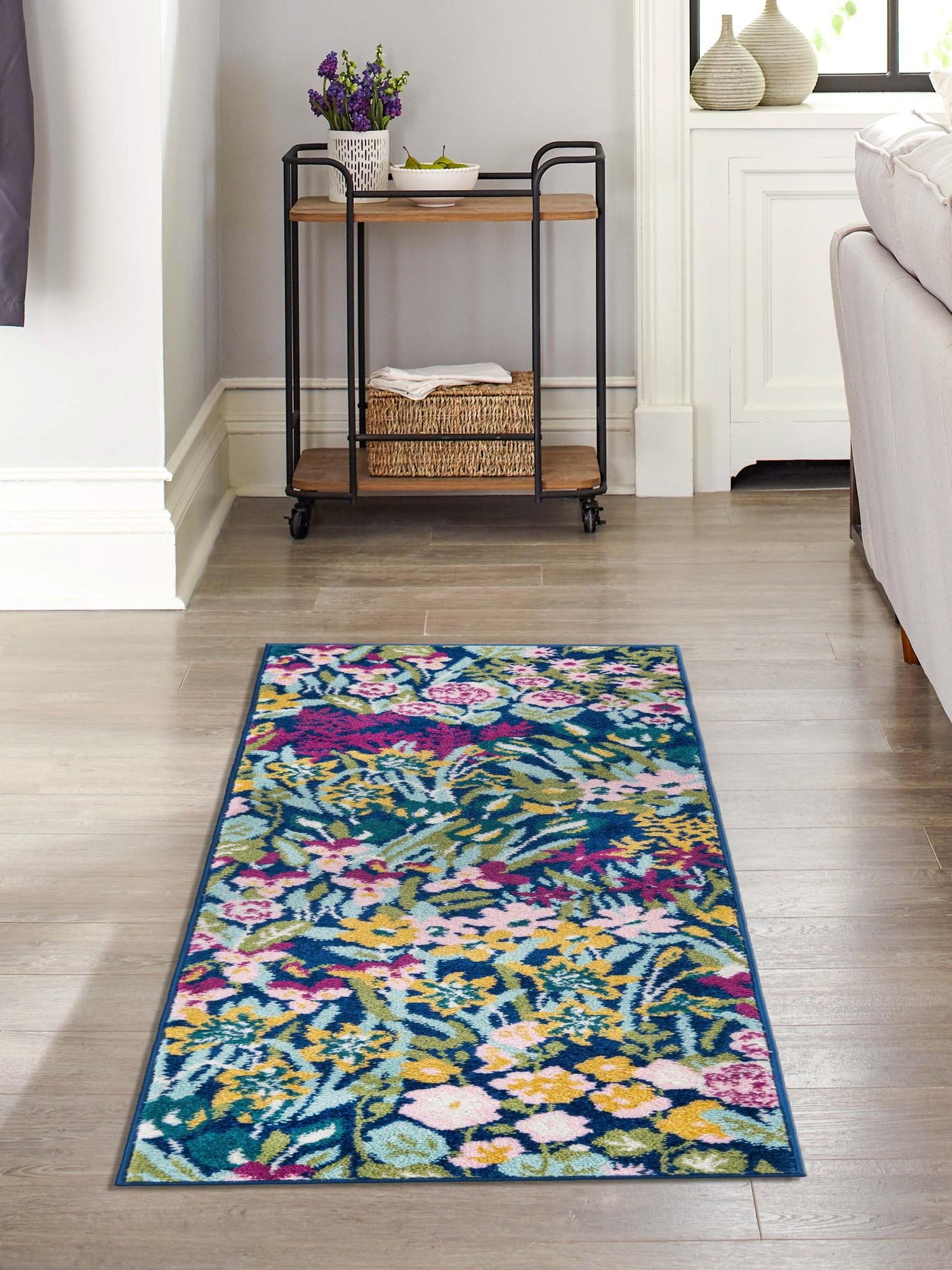 Multicolor 2' 7 x 10' Bloom Runner Area Rug 100% Polypropylene With Cotton Backing Easy Clean Colorful Blooming Flower Floral Carpet for Living Dining Room Office Dorms for Sale at Rug Engine