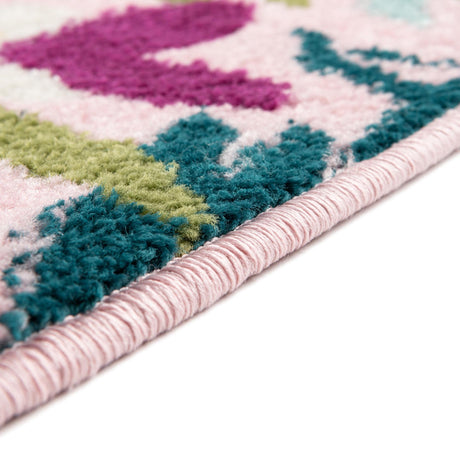 Pink 3' 3 x 3' 3 Bloom Round Area Rug 100% Polypropylene With Cotton Backing Easy Clean Colorful Blooming Flower Floral Carpet for Living Dining Room Office Dorms for Sale at Rug Engine