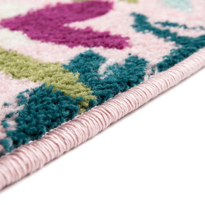 Pink 6' 1 x 6' 1 Bloom Round Area Rug 100% Polypropylene With Cotton Backing Easy Clean Colorful Blooming Flower Floral Carpet for Living Dining Room Office Dorms for Sale at Rug Engine