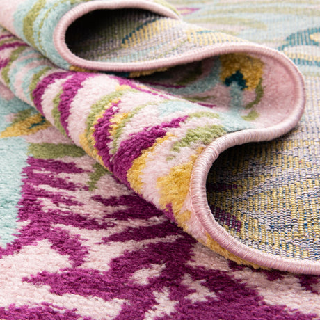 Pink 7' 10 x 10' Bloom Oval Area Rug 100% Polypropylene With Cotton Backing Easy Clean Colorful Blooming Flower Floral Carpet for Living Dining Room Office Dorms for Sale at Rug Engine
