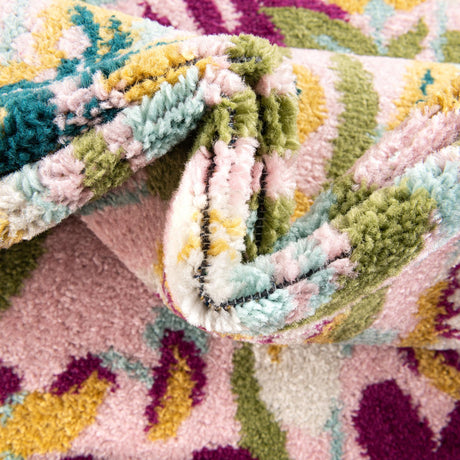 Pink 2' 7 x 10' Bloom Runner Area Rug 100% Polypropylene With Cotton Backing Easy Clean Colorful Blooming Flower Floral Carpet for Living Dining Room Office Dorms for Sale at Rug Engine