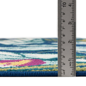 Navy Blue 10' x 14' Bloom Rectangle Area Rug 100% Polypropylene With Cotton Backing Easy Clean Colorful Blooming Flower Floral Carpet for Living Dining Room Office Dorms for Sale at Rug Engine