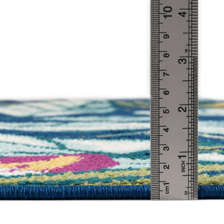 Navy Blue 7' 10 x 10' Bloom Rectangle Area Rug 100% Polypropylene With Cotton Backing Easy Clean Colorful Blooming Flower Floral Carpet for Living Dining Room Office Dorms for Sale at Rug Engine