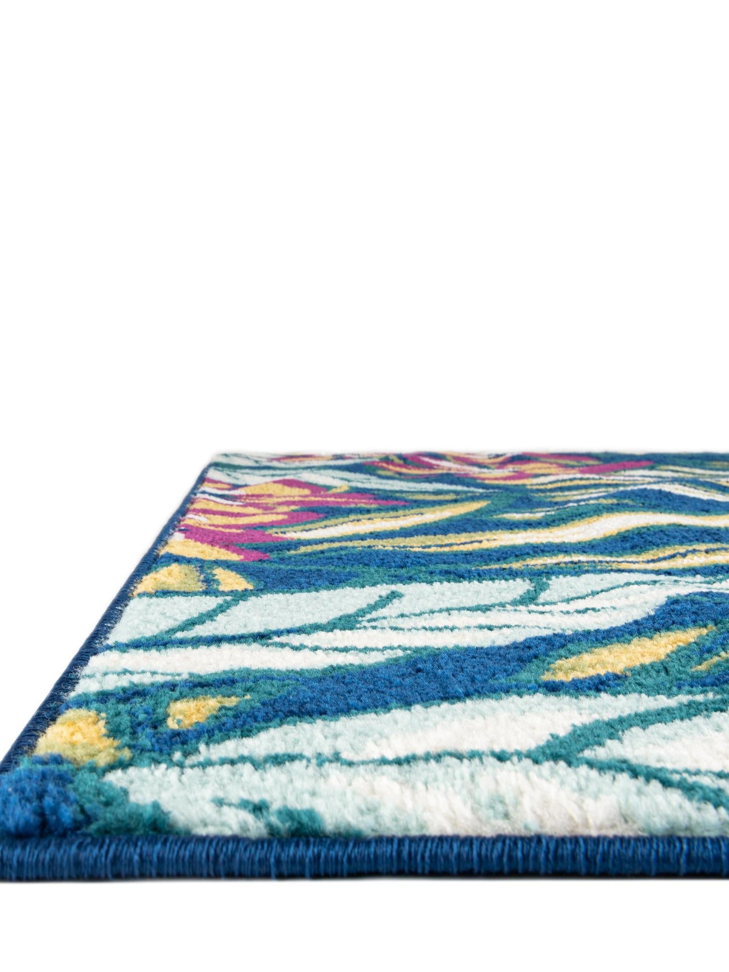 Navy Blue 9' x 12' Bloom Rectangle Area Rug 100% Polypropylene With Cotton Backing Easy Clean Colorful Blooming Flower Floral Carpet for Living Dining Room Office Dorms for Sale at Rug Engine