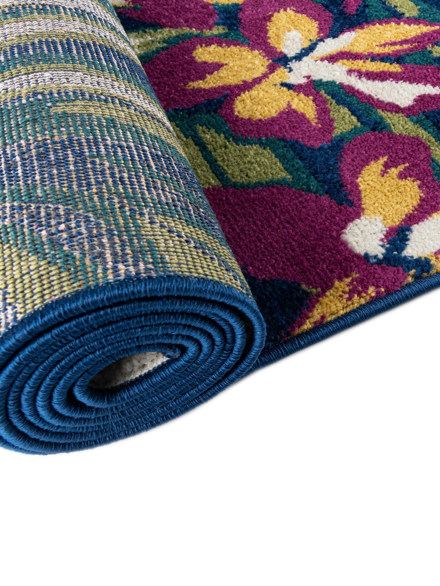 Navy Blue 7' 10 x 10' Bloom Rectangle Area Rug 100% Polypropylene With Cotton Backing Easy Clean Colorful Blooming Flower Floral Carpet for Living Dining Room Office Dorms for Sale at Rug Engine
