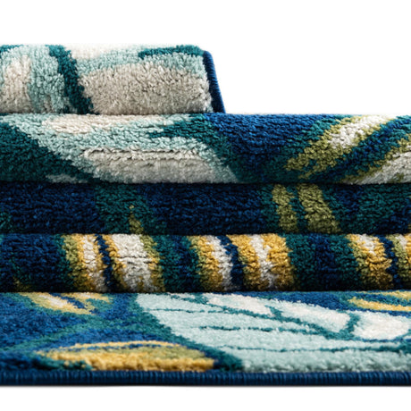 Navy Blue 7' x 7' Bloom Octagon Area Rug 100% Polypropylene With Cotton Backing Easy Clean Colorful Blooming Flower Floral Carpet for Living Dining Room Office Dorms for Sale at Rug Engine