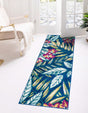 Navy Blue 2' x 8' Bloom Runner Area Rug 100% Polypropylene With Cotton Backing Easy Clean Colorful Blooming Flower Floral Carpet for Living Dining Room Office Dorms for Sale at Rug Engine