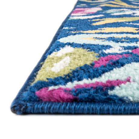 Navy Blue 2' x 3' 1 Bloom Rectangle Area Rug 100% Polypropylene With Cotton Backing Easy Clean Colorful Blooming Flower Floral Carpet for Living Dining Room Office Dorms for Sale at Rug Engine