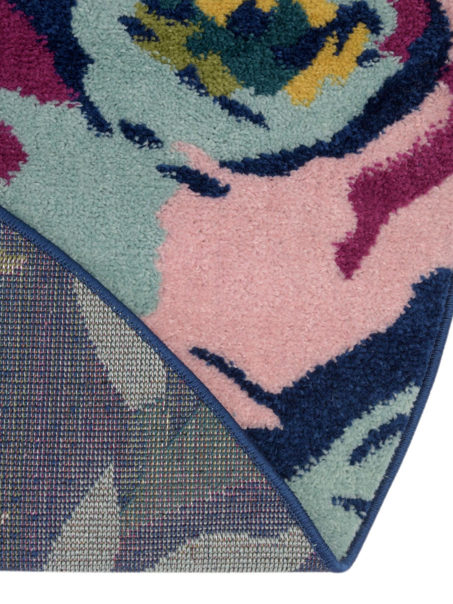 Navy Blue 5' 3 x 5' 3 Bloom Round Area Rug 100% Polypropylene With Cotton Backing Easy Clean Colorful Blooming Flower Floral Carpet for Living Dining Room Office Dorms for Sale at Rug Engine