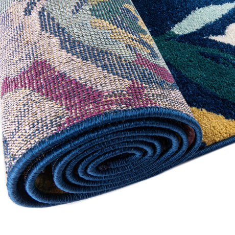 Navy Blue 5' 3 x 7' 10 Bloom Oval Area Rug 100% Polypropylene With Cotton Backing Easy Clean Colorful Blooming Flower Floral Carpet for Living Dining Room Office Dorms for Sale at Rug Engine