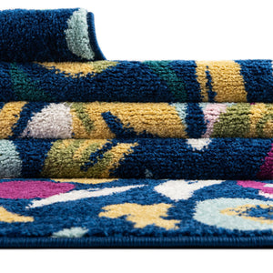 Navy Blue 5' 3 x 7' 10 Bloom Oval Area Rug 100% Polypropylene With Cotton Backing Easy Clean Colorful Blooming Flower Floral Carpet for Living Dining Room Office Dorms for Sale at Rug Engine
