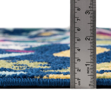 Navy Blue 2' 7 x 12' Bloom Runner Area Rug 100% Polypropylene With Cotton Backing Easy Clean Colorful Blooming Flower Floral Carpet for Living Dining Room Office Dorms for Sale at Rug Engine