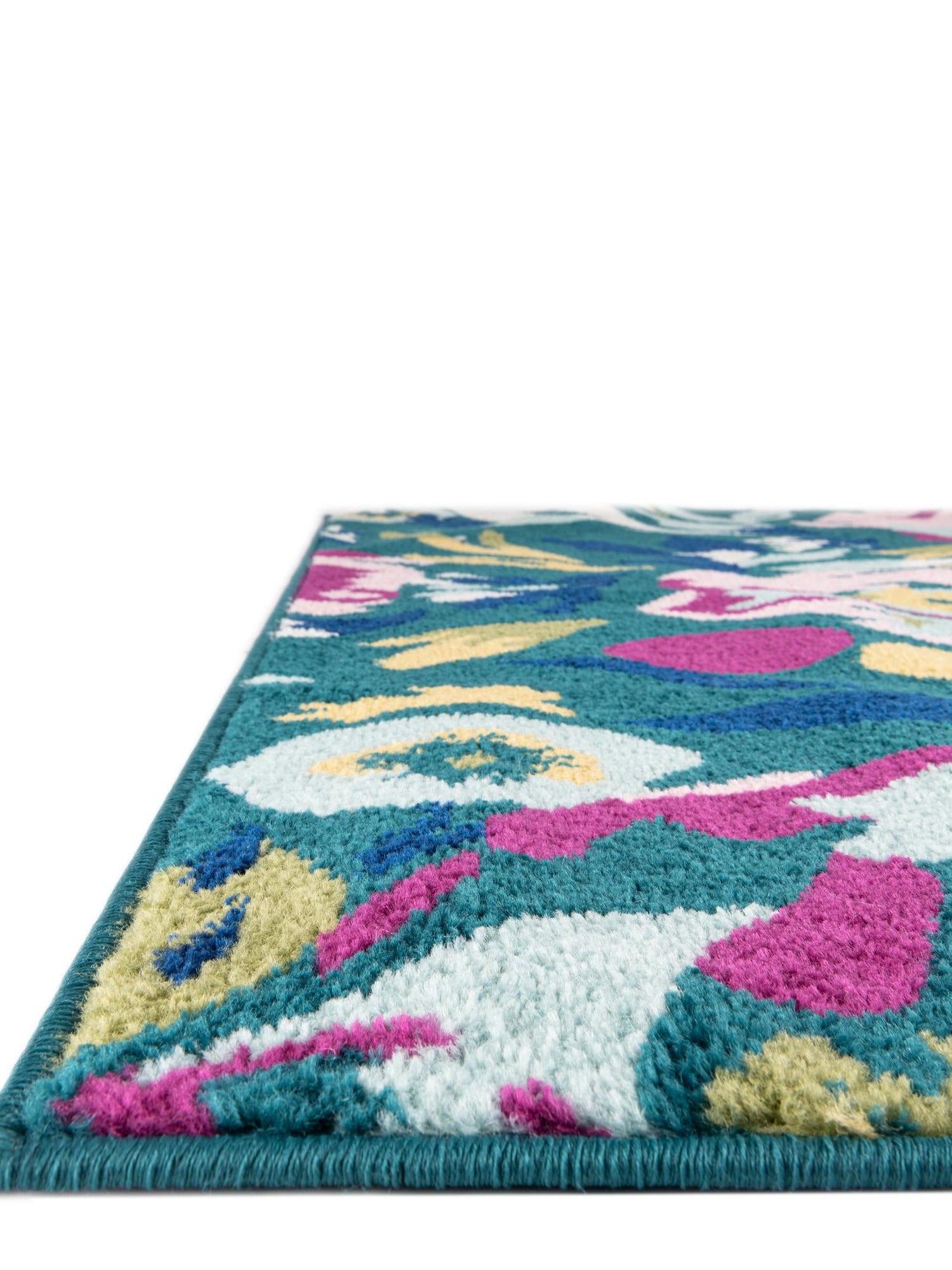 Teal 10' x 14' Bloom Rectangle Area Rug 100% Polypropylene With Cotton Backing Easy Clean Colorful Blooming Flower Floral Carpet for Living Dining Room Office Dorms for Sale at Rug Engine