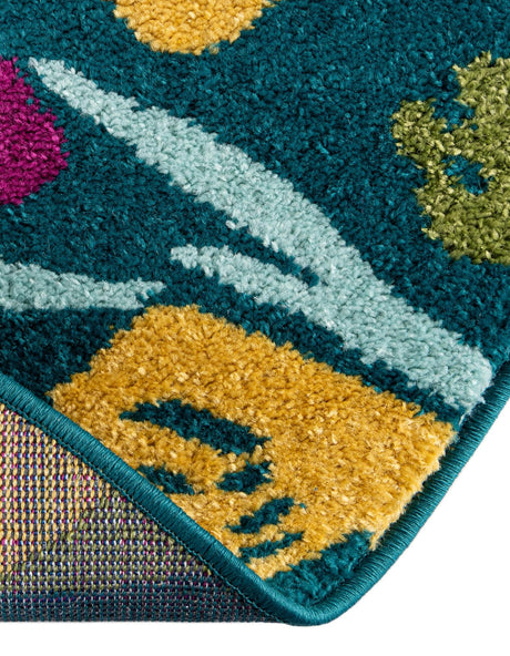 Teal 7' 10 x 10' Bloom Oval Area Rug 100% Polypropylene With Cotton Backing Easy Clean Colorful Blooming Flower Floral Carpet for Living Dining Room Office Dorms for Sale at Rug Engine