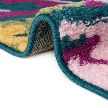 Teal 7' 10 x 10' Bloom Oval Area Rug 100% Polypropylene With Cotton Backing Easy Clean Colorful Blooming Flower Floral Carpet for Living Dining Room Office Dorms for Sale at Rug Engine