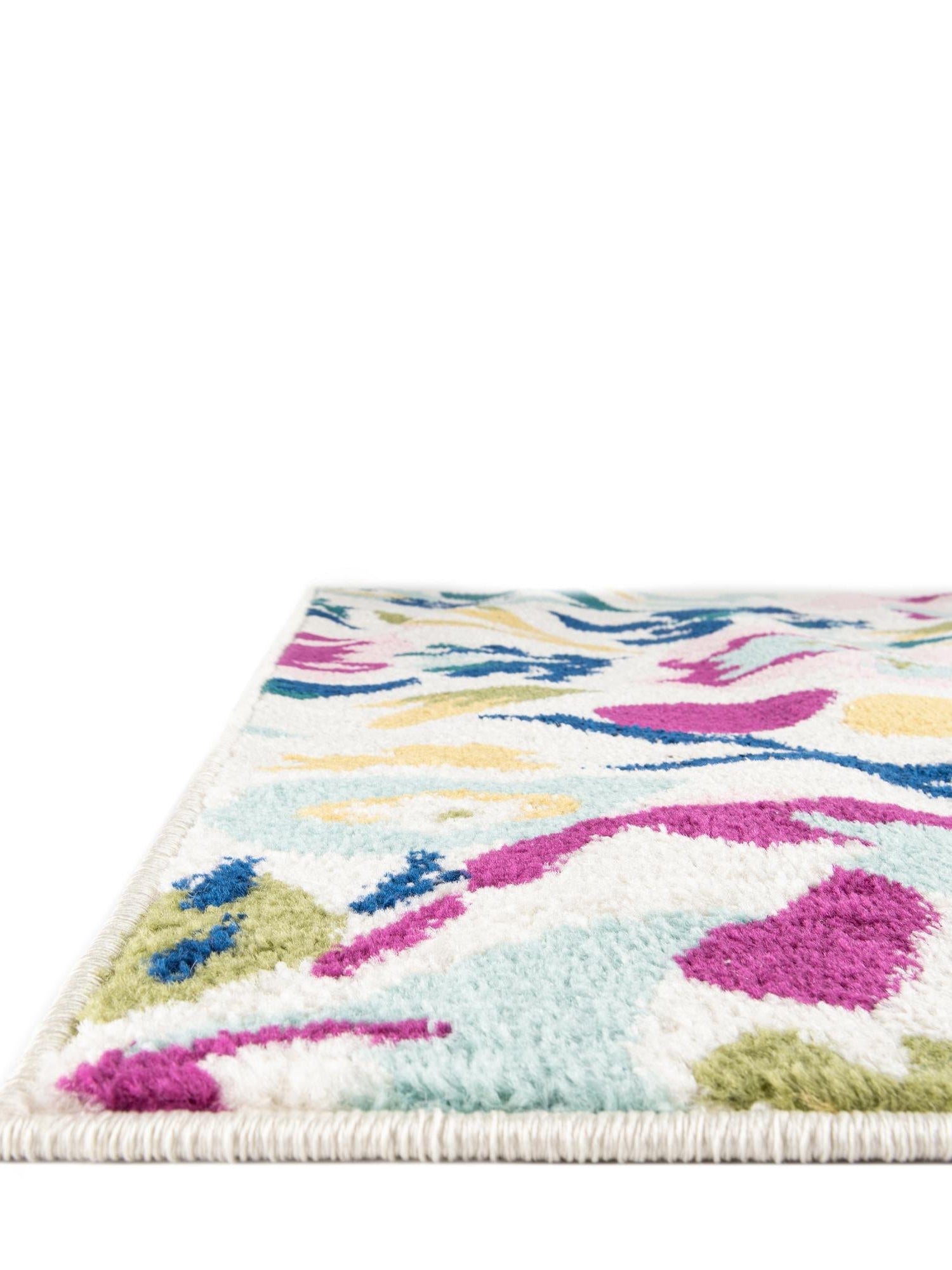 White 6' x 9' Bloom Rectangle Area Rug 100% Polypropylene With Cotton Backing Easy Clean Colorful Blooming Flower Floral Carpet for Living Dining Room Office Dorms for Sale at Rug Engine