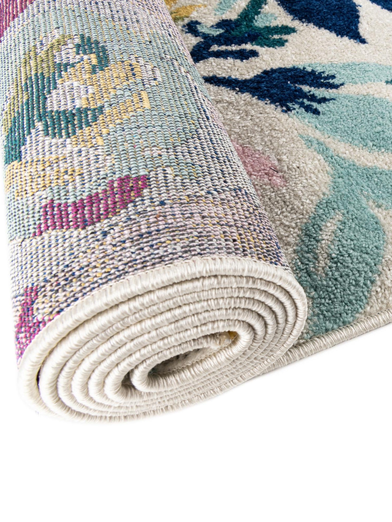 White 5' 3 x 5' 3 Bloom Round Area Rug 100% Polypropylene With Cotton Backing Easy Clean Colorful Blooming Flower Floral Carpet for Living Dining Room Office Dorms for Sale at Rug Engine