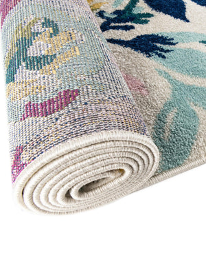 White 6' x 9' Bloom Oval Area Rug 100% Polypropylene With Cotton Backing Easy Clean Colorful Blooming Flower Floral Carpet for Living Dining Room Office Dorms for Sale at Rug Engine
