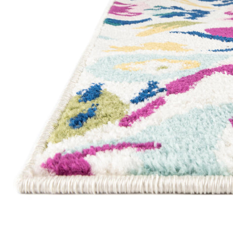 White 7' x 7' Bloom Octagon Area Rug 100% Polypropylene With Cotton Backing Easy Clean Colorful Blooming Flower Floral Carpet for Living Dining Room Office Dorms for Sale at Rug Engine