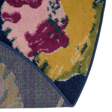 Navy Blue 5' 3 x 7' 10 Bloom Oval Area Rug 100% Polypropylene With Cotton Backing Easy Clean Colorful Blooming Flower Floral Carpet for Living Dining Room Office Dorms for Sale at Rug Engine
