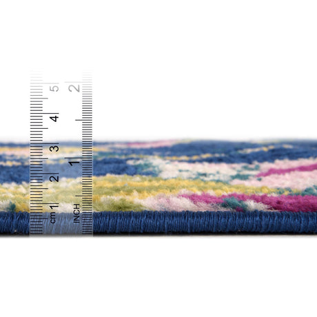 Navy Blue 2' x 6' Bloom Runner Area Rug 100% Polypropylene With Cotton Backing Easy Clean Colorful Blooming Flower Floral Carpet for Living Dining Room Office Dorms for Sale at Rug Engine
