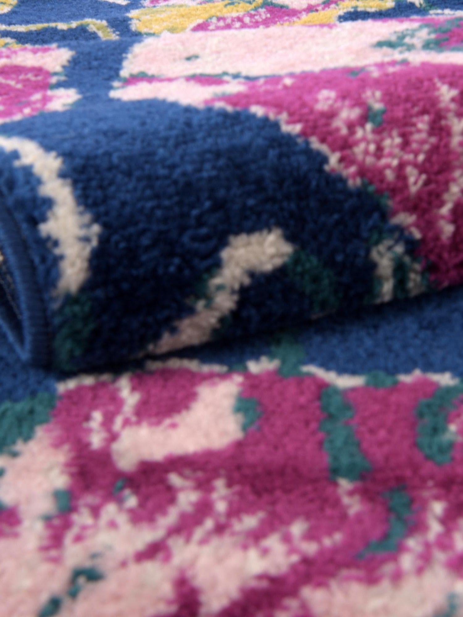 Navy Blue 2' 7 x 12' Bloom Runner Area Rug 100% Polypropylene With Cotton Backing Easy Clean Colorful Blooming Flower Floral Carpet for Living Dining Room Office Dorms for Sale at Rug Engine