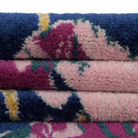 Navy Blue 2' x 8' Bloom Runner Area Rug 100% Polypropylene With Cotton Backing Easy Clean Colorful Blooming Flower Floral Carpet for Living Dining Room Office Dorms for Sale at Rug Engine