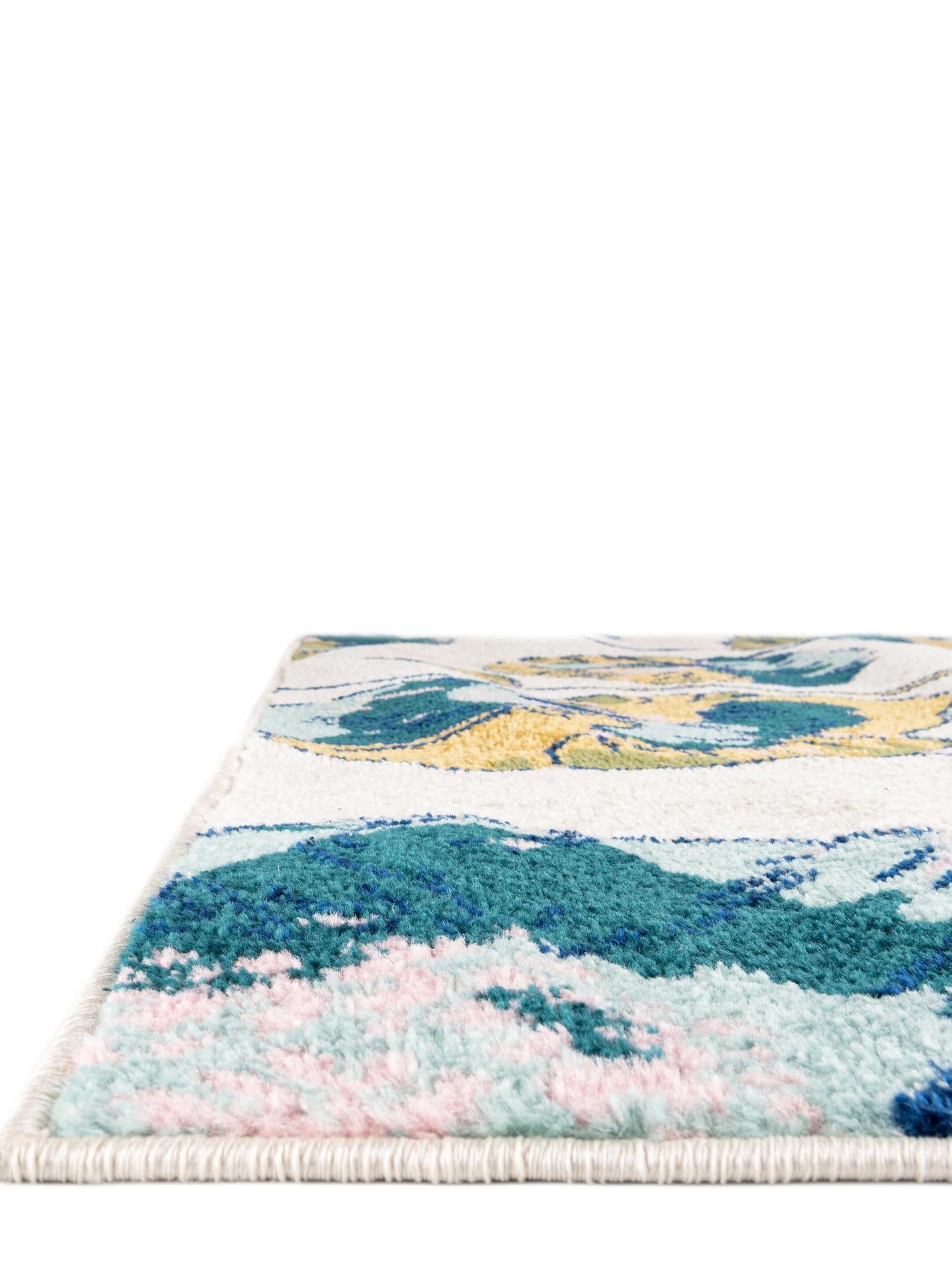 White 2' x 8' Bloom Runner Area Rug 100% Polypropylene With Cotton Backing Easy Clean Colorful Blooming Flower Floral Carpet for Living Dining Room Office Dorms for Sale at Rug Engine