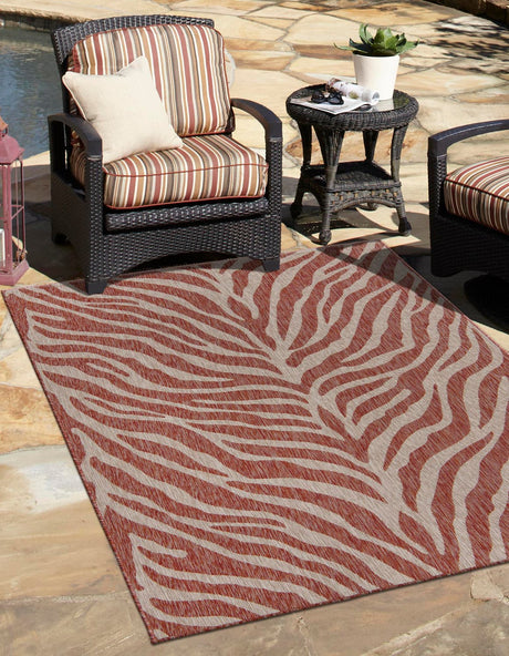 Rust Red 9' x 12' Outdoor Safari Rectangle Rug