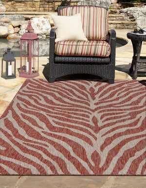 Rust Red 5' 3 x 8' Outdoor Safari Rectangle Area Rug Weather Resistant for Patio, Deck, Terrace, Balcony, Porch Animal Print Wildlife Nature Carpet for Sale at Rug Engine