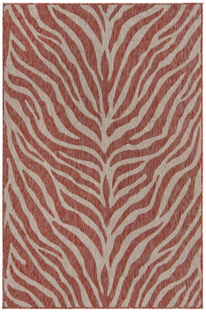Rust Red 5' 3 x 8' Outdoor Safari Rectangle Area Rug Weather Resistant for Patio, Deck, Terrace, Balcony, Porch Animal Print Wildlife Nature Carpet for Sale at Rug Engine