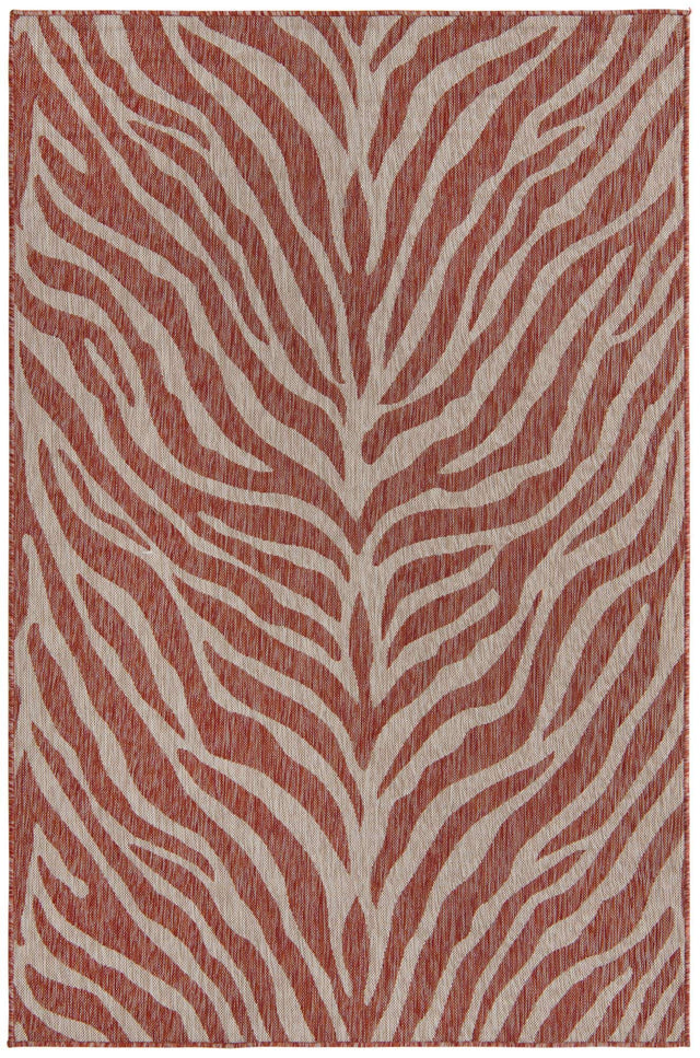 Rust Red 5' 3 x 8' Outdoor Safari Rectangle Area Rug Weather Resistant for Patio, Deck, Terrace, Balcony, Porch Animal Print Wildlife Nature Carpet for Sale at Rug Engine