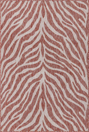 Rust Red 4' 1 x 6' 1 Outdoor Safari Rectangle Area Rug Weather Resistant for Patio, Deck, Terrace, Balcony, Porch Animal Print Wildlife Nature Carpet for Sale at Rug Engine