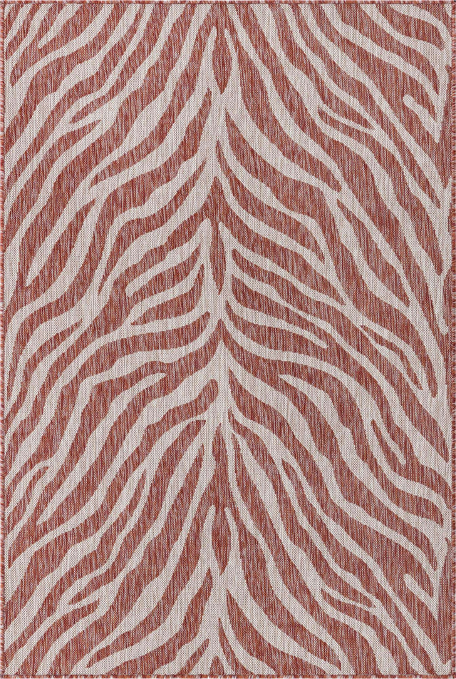 Rust Red 4' 1 x 6' 1 Outdoor Safari Rectangle Area Rug Weather Resistant for Patio, Deck, Terrace, Balcony, Porch Animal Print Wildlife Nature Carpet for Sale at Rug Engine