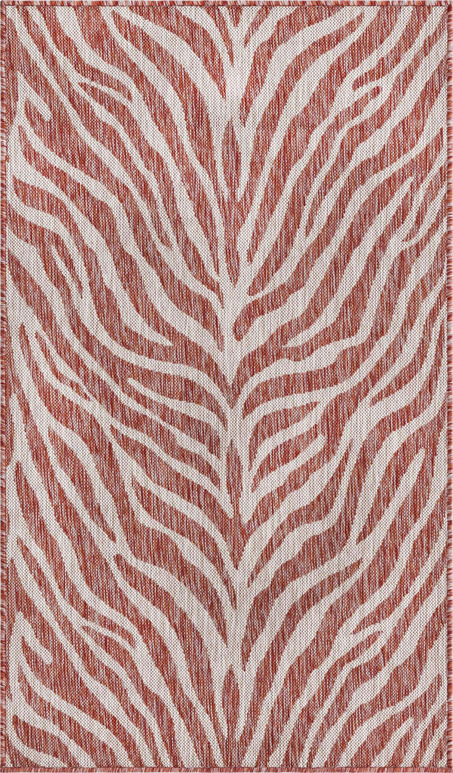Rust Red 3' 1 x 5' 3 Outdoor Safari Rectangle Area Rug Weather Resistant for Patio, Deck, Terrace, Balcony, Porch Animal Print Wildlife Nature Carpet for Sale at Rug Engine