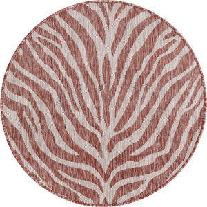 Rust Red 3' 1 x 3' 1 Outdoor Safari Round Rug
