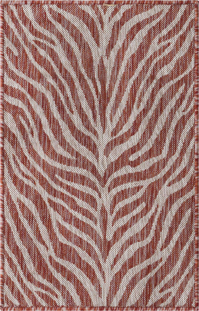 Rust Red 2' x 3' 1 Outdoor Safari Rectangle Area Rug Weather Resistant for Patio, Deck, Terrace, Balcony, Porch Animal Print Wildlife Nature Carpet for Sale at Rug Engine