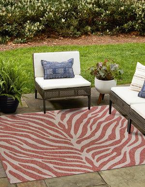 Rust Red 10' x 10' Outdoor Safari Square Area Rug Weather Resistant for Patio, Deck, Terrace, Balcony, Porch Animal Print Wildlife Nature Carpet for Sale at Rug Engine