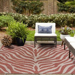 Rust Red 10' x 10' Outdoor Safari Square Area Rug Weather Resistant for Patio, Deck, Terrace, Balcony, Porch Animal Print Wildlife Nature Carpet for Sale at Rug Engine